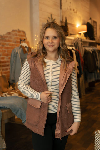 Alpine Fleece Zip Up Hooded Vest