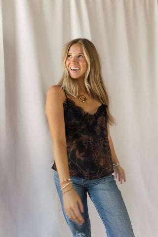Solara Floral Lace Cami, Black - The Red Thread Boutique
