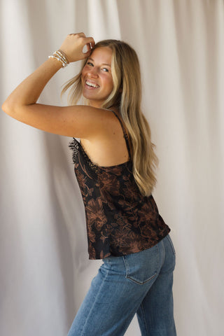 Solara Floral Lace Cami, Black - The Red Thread Boutique