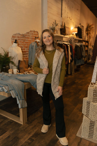 Oversized Quilted Fleece Vest