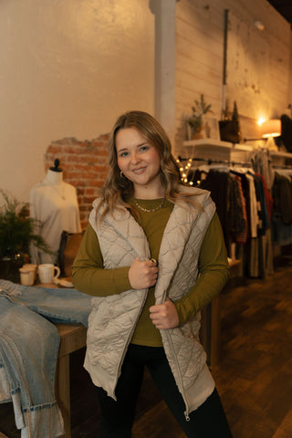 Oversized Quilted Fleece Vest