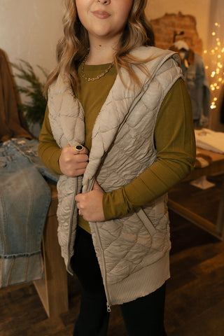 Oversized Quilted Fleece Vest
