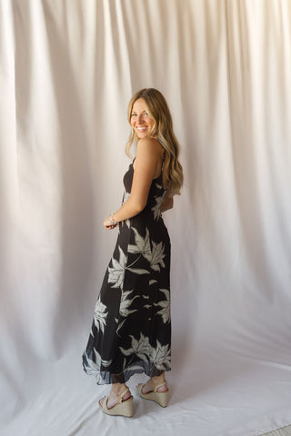 Z Supply Charisma Floral Midi Dress Dark Chocolate