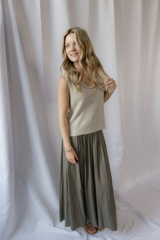 Sol Woven Knit Tank, Beige