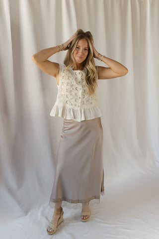 Julie Satin Lace Bottom Skirt, - The Red Thread Boutique
