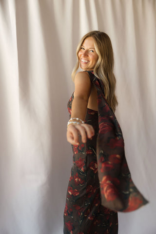 Magdalena Scarf Dress, Brown Floral