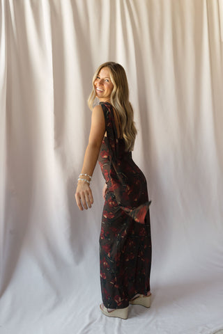 Magdalena Scarf Dress, Brown Floral