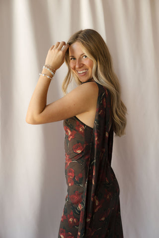 Magdalena Scarf Dress, Brown Floral