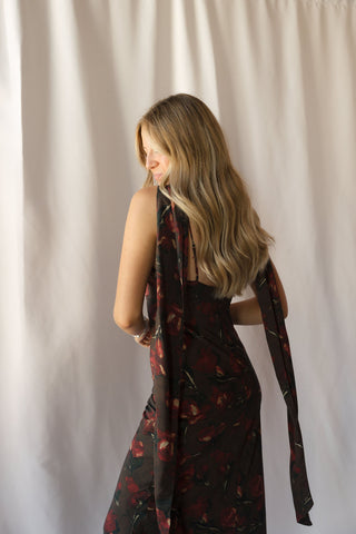 Magdalena Scarf Dress, Brown Floral