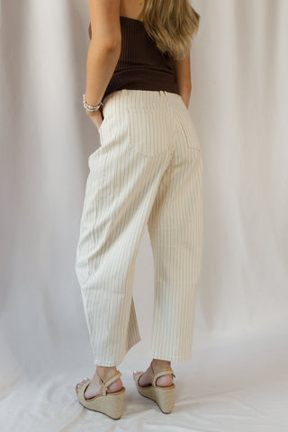 Valorie Stripe Barrel Jeans, Cream - The Red Thread Boutique