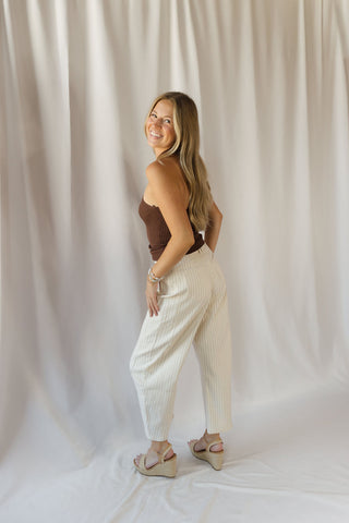 Valorie Stripe Barrel Jeans, Cream - The Red Thread Boutique