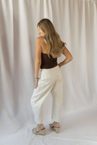 Valorie Stripe Barrel Jeans, Cream - The Red Thread Boutique