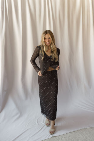 Z Supply Eda Polka Dot Mesh Skirt, Chocolate