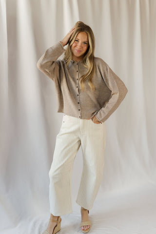 Valorie Stripe Barrel Jeans, Cream - The Red Thread Boutique