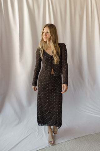 Z Supply Eda Polka Dot Mesh Skirt, Chocolate