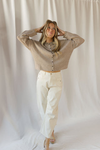 Valorie Stripe Barrel Jeans, Cream - The Red Thread Boutique