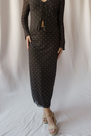 Z Supply Eda Polka Dot Mesh Skirt, Chocolate