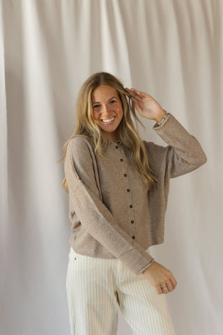 Winslow Lightweight Cardigan, Lt Mocha - The Red Thread Boutique