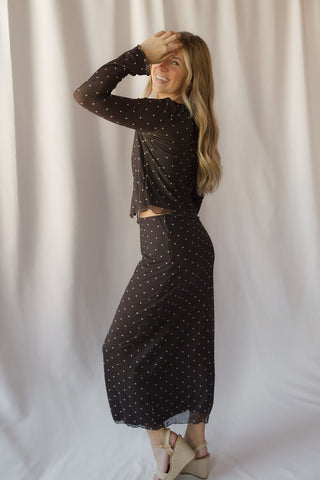 Z Supply Eda Polka Dot Mesh Skirt, Chocolate