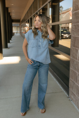 High Rise Full Length Straight, Med. Denim