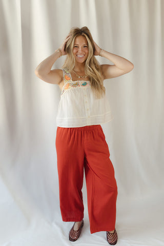 Z Supply Scout Linen Pants, Chilipepper - The Red Thread Boutique
