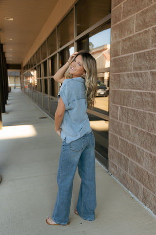 High Rise Full Length Straight, Med. Denim