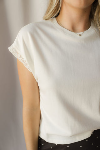 Z Supply Marika Lace Trim Muscle Tee, Cream