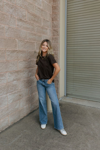 High Rise Full Length Straight, Med. Denim