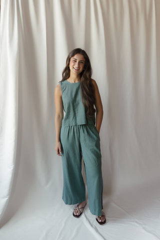 Z Supply Scout Linen Pants, Everglade - The Red Thread Boutique