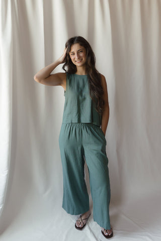 Z Supply Scout Linen Pants, Everglade - The Red Thread Boutique