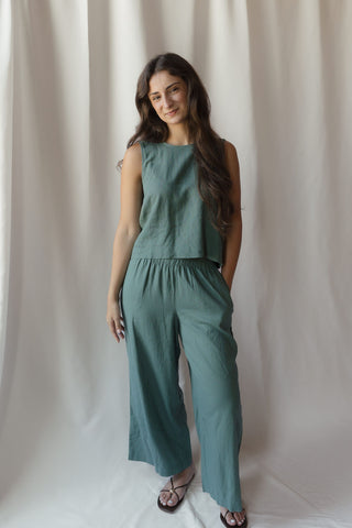 Z Supply Scout Linen Pants, Everglade - The Red Thread Boutique