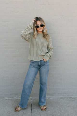 High Rise Full Length Straight, Med. Denim