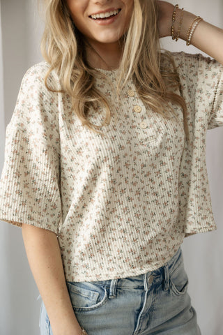 Arlo Floral Henley Tee - The Red Thread Boutique