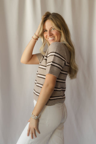 Z Supply Gatewood Stripe Sweater, Heather Ash