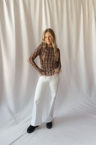 Sherry Smocked Plaid Top,