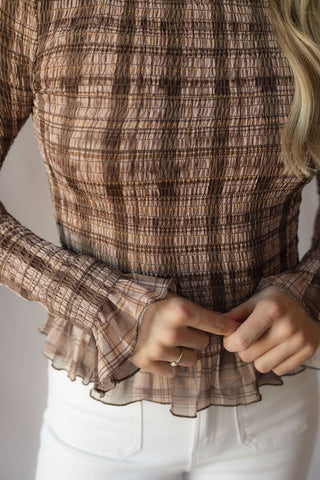 Sherry Smocked Plaid Top,