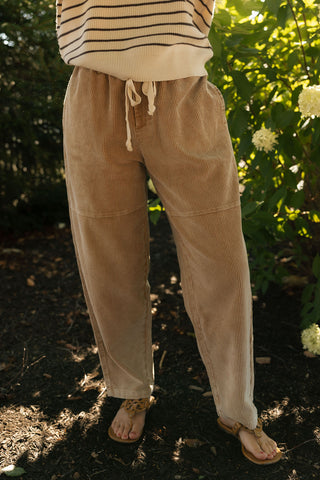 Washed Cord Pants, Tan *final sale*