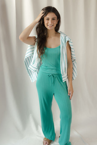 Z Supply Downhome Pointelle Pants, Light Rainforest