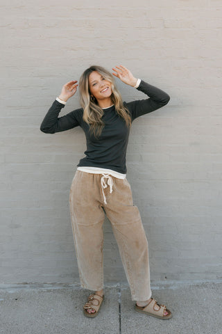 Washed Cord Pants, Tan *final sale*