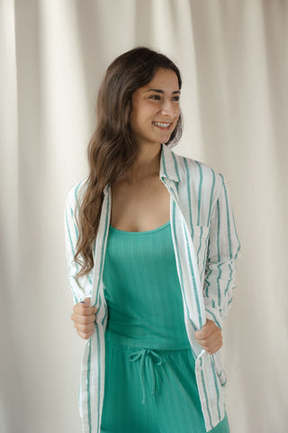 Z Supply Saturday's Stripe Shirt, Rainforest