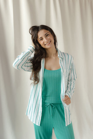 Z Supply Saturday's Stripe Shirt, Rainforest