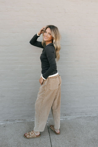 Washed Cord Pants, Tan *final sale*