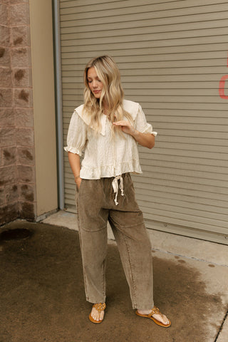 Washed Cord Pants, Olive *final sale*