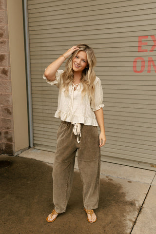 Washed Cord Pants, Olive *final sale*