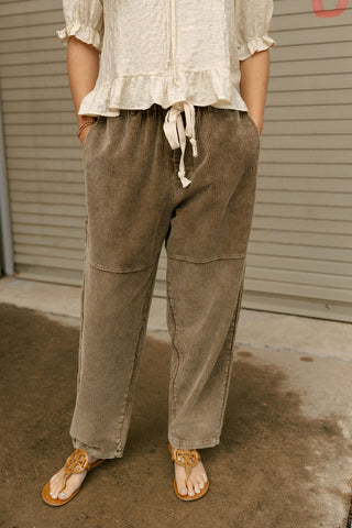 Washed Cord Pants, Olive *final sale*