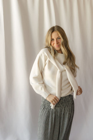 Beau Tie Shoulder Sweater, Oat