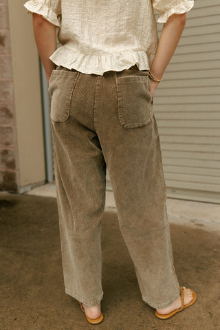 Washed Cord Pants, Olive *final sale*