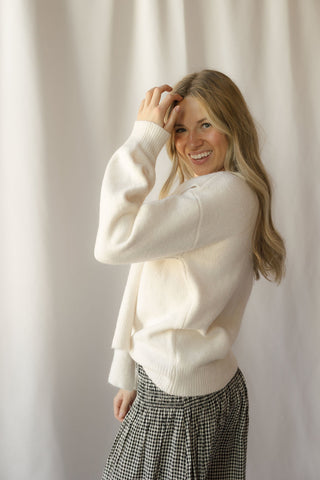 Beau Tie Shoulder Sweater, Oat