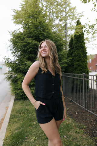 Marta Linen Vest, Black by Z Supply *final sale