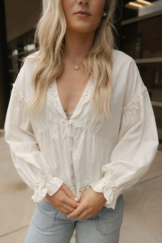 Willow Eyelet Top, Ivory *final sale